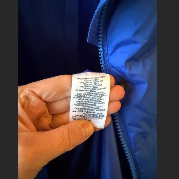 Women's Lands End Mid-Length Cobalt Blue Puffer Coat Size M (10-12) - Picture 8 of 9